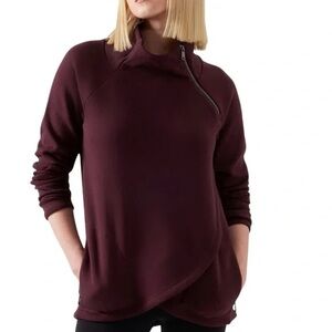 Athleta Cozy Karma Asym Pullover Fleece Wrap Sweatshirt Size M
